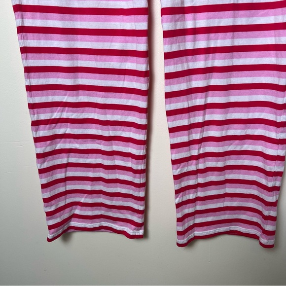 J.Crew 100% Cotton Pink Red Striped Knit Pajama Set Pants Long Sleeve Medium (P) - Picture 11 of 13